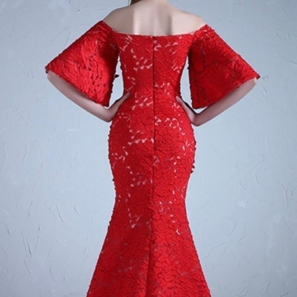 Evening Red prom, wedding guests dress US 16 - Picture 5 of 7